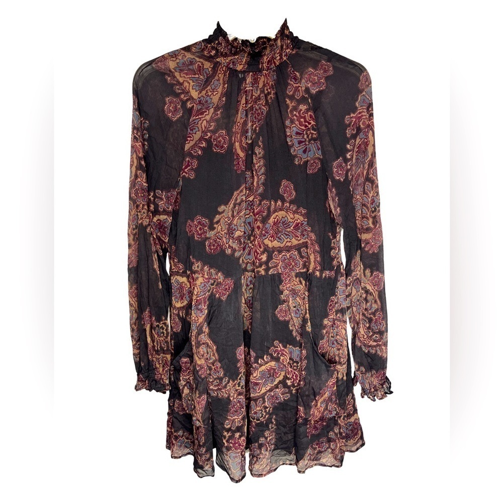 Free People Boho Paisley Print High Neck Dress & Slip